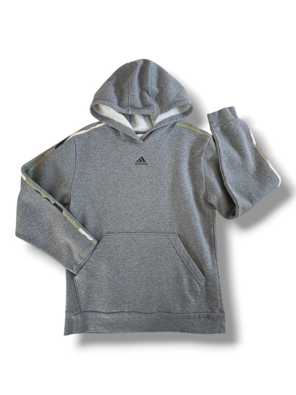 ADIDAS Boy’s Regular Fit Gray and Camo Fleece Hoodie